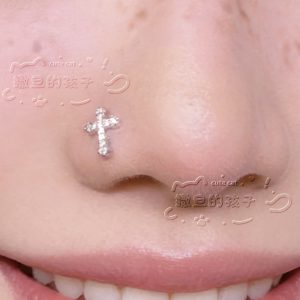 Satan's Children Cross Snow Mist L-Shaped Nose Stud Nose Ornament Piercing Jewelry