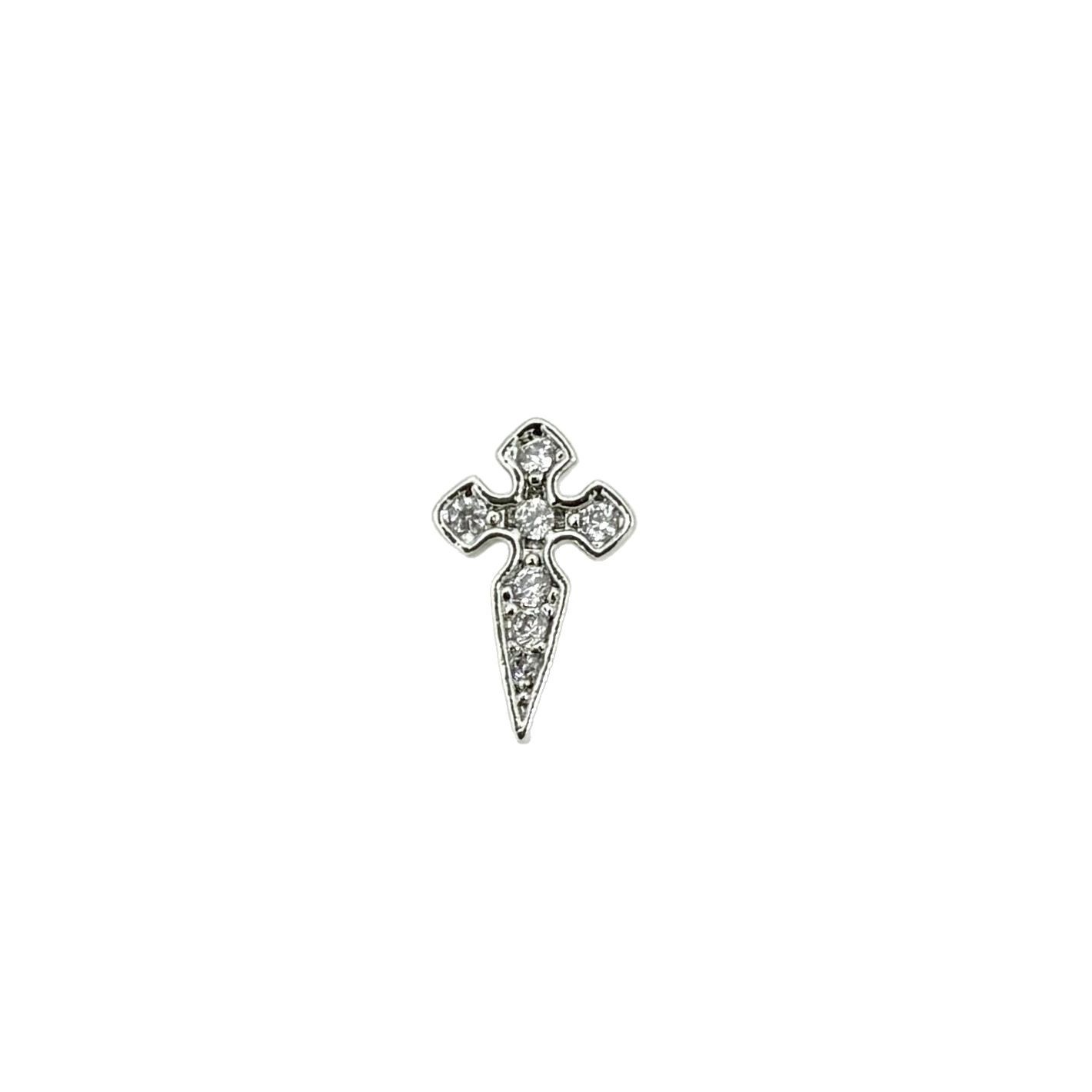 Cross Hip Hop Diamond Encrusted Cross Lip Nail Steel Titanium External Thread Straight Barbell Lip Piercing Jewelry Wholesale - Image 5
