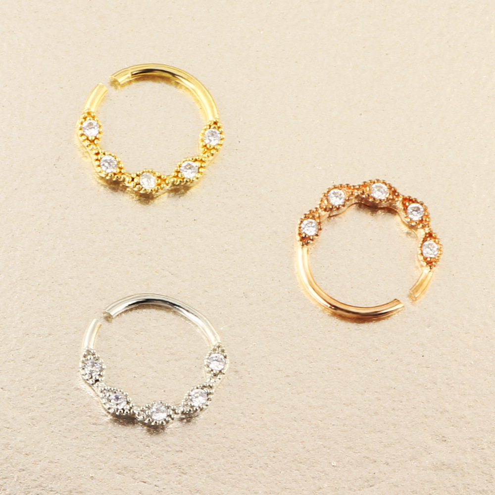 Crown Shape CZ Non-Pierced Nose Ring Hoop C-Type Nostril Jewelry for Women - Image 4