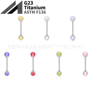 F136 Titanium Three-Claw Ball Zircon Ear Lip Nails Tongue Nails Ear Bone Nails G23 Titanium Alloy Body Piercing Jewelry
