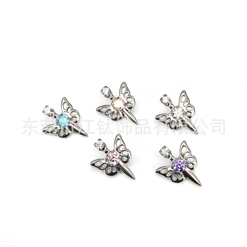 G23 Titanium Alloy Angel Wings Sword Cross Cartilage Stud Earrings - ASTM F136 Body Piercing Jewelry - Image 3