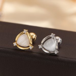 18K Gold Plated CZ Heart Earrings for Women, Micro-Point Planet Cartilage Stud Earring, High-End Trendy Peach Heart Piercing Jewelry