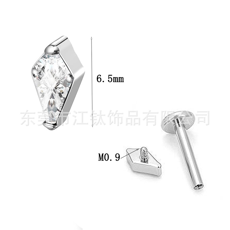 G23 Titanium Inlaid Kite Zircon Stud Earrings Cartilage Piercing Jewelry Lip Nail Bone Ear - Image 2