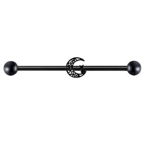 Black Cat Industrial Barbell Cross Bar Piercing Ear Jewelry - Cartilage Stud Earrings