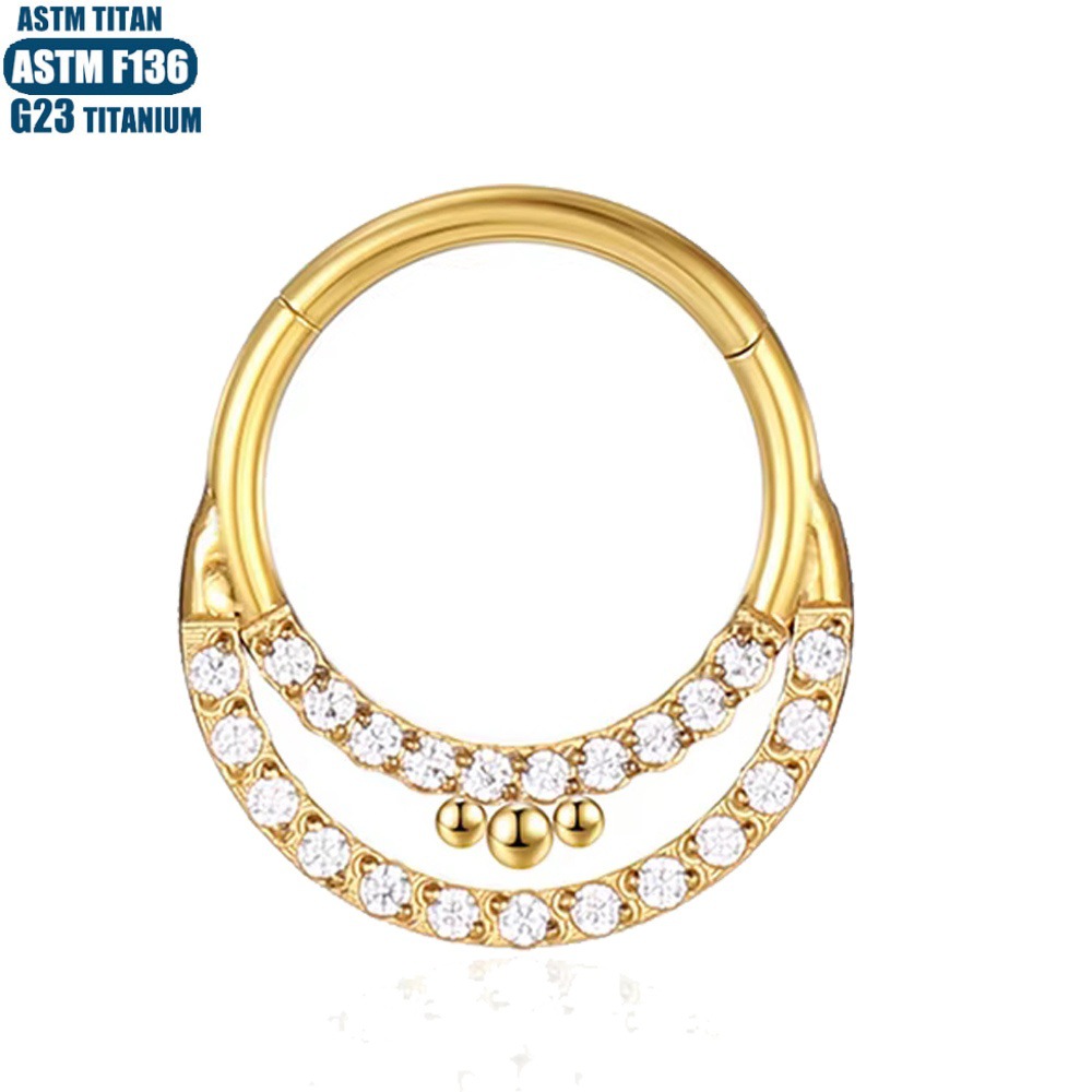 F136 Titanium Nose Ring Seamless Moon Zircon CZ Solder Ball Septum Ring Tragus Ear Cartilage Hoop - Image 3