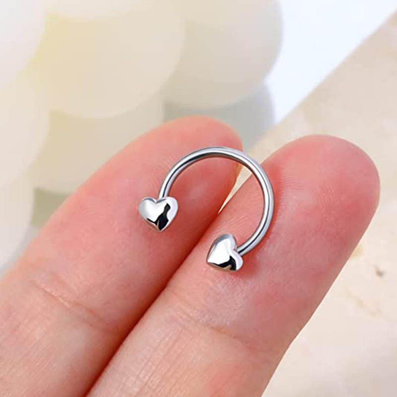 Heart-Shaped Nose Ring Spiral Earrings Stainless Steel 316L Surgical Steel Body Piercing Jewelry for Men Women - Image 4