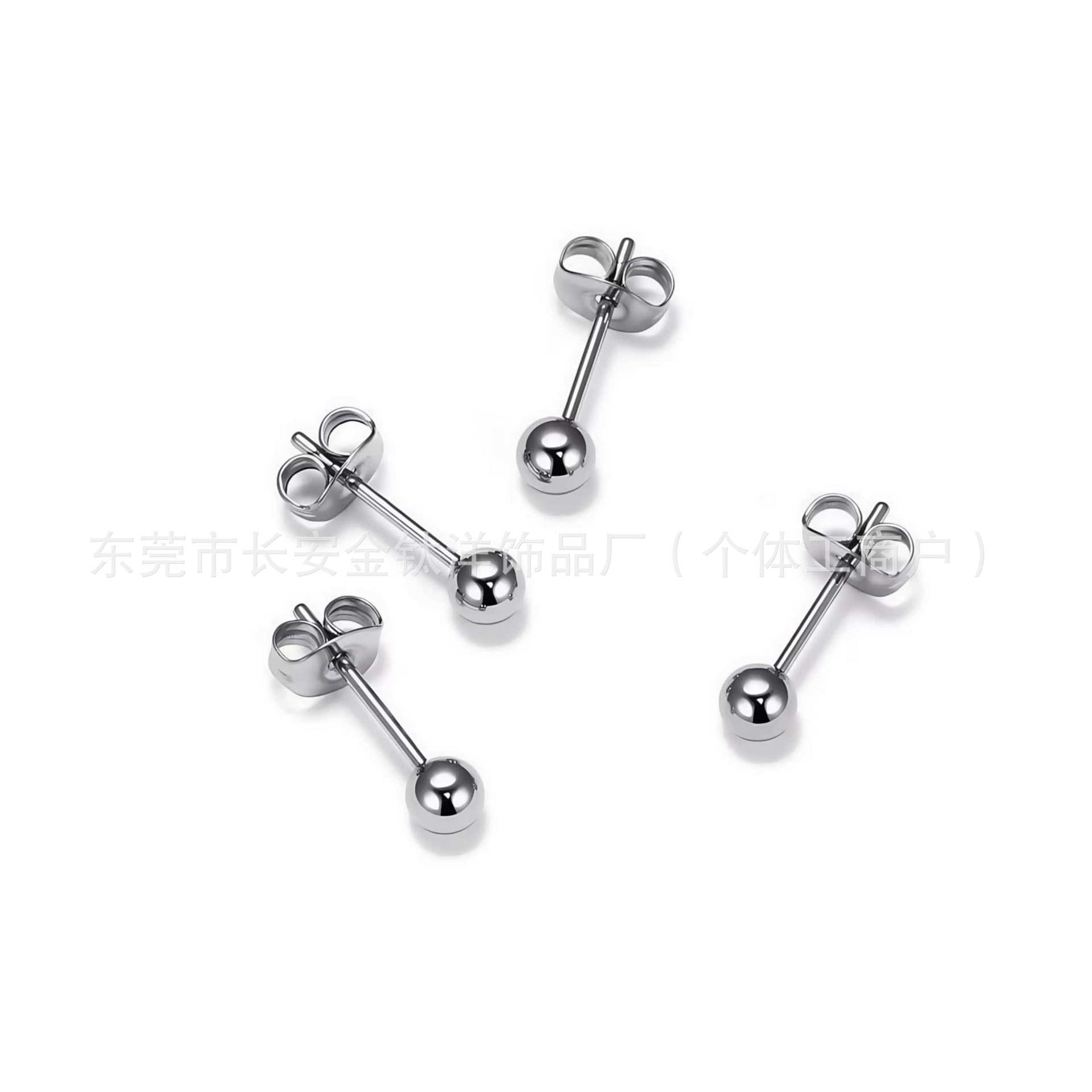F136 Titanium Earrings Round Ball Butterfly Buckle Fine Needle Integrated Earplugs Ear Bone Nails G23 Titanium Alloy Body Piercing Jewelry - Image 5