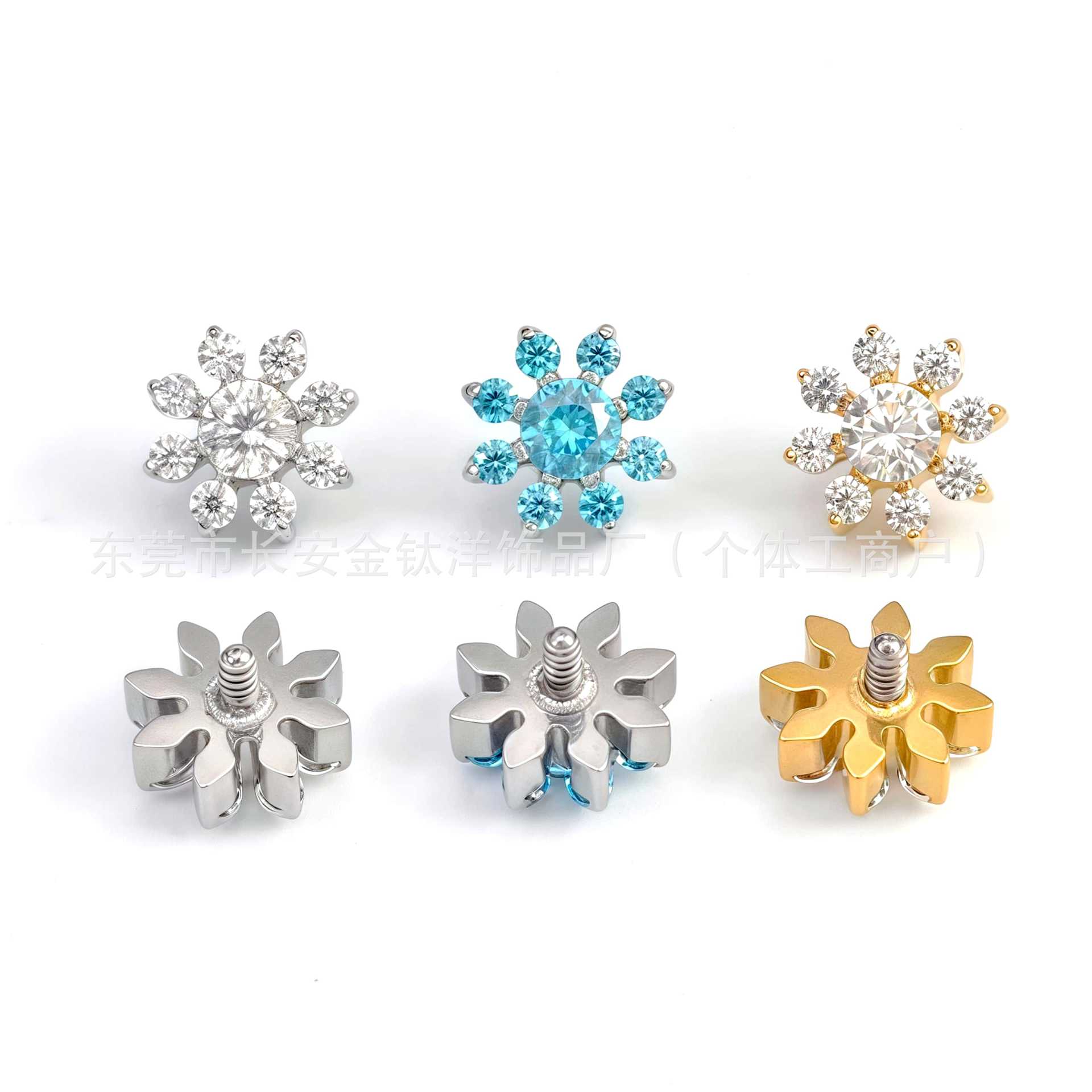 F136 Titanium Full Diamond Snowflake Zircon Lip Nail Nose Nail Ear Nail Ear Bone Nail G23 Titanium Alloy Body Piercing Jewelry - Image 5