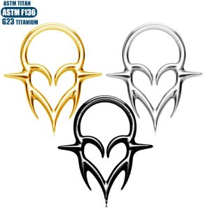 F136 Titanium Alloy Crown Wings Nose Ring Body Piercing Jewelry Nose Stud Closed Ring Ear Stud Earrings 1.2x8mm Black