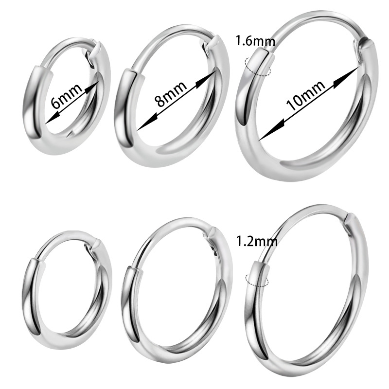 Zesen F136 Titanium Alloy One-Piece Earrings G23 Titanium Round Wire Earrings Circle Earring Ear Buckle Piercing Jewelry - Image 5
