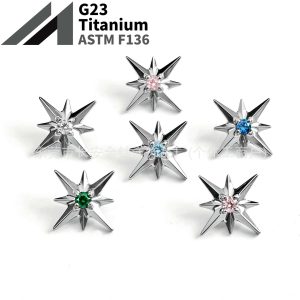 G23 Titanium Polaris Sea Urchin Six-Pointed Star Lip Stud Ear Stud Cartilage Stud Body Piercing Jewelry
