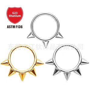 Jiangtai F136 Titanium Nose Ring Pointed Cone Closed Ring Seamless Ring Cross-Border G23 Titanium Alloy Body Piercing Jewelry Earrings
