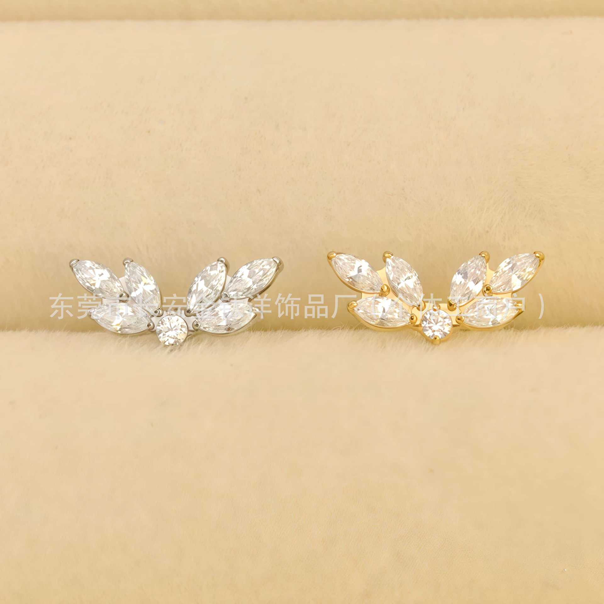 Gold F136 Titanium Internal Thread Angel Wings 5A Zircon Ear Studs Ear Bone Nails Ear Piercing Jewelry - Image 4