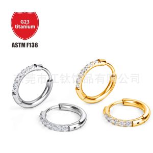 G23 Titanium Diamond Earring Pin - 1.6mm Gold Nose Ring Hoop for Cartilage Helix Tragus Piercing
