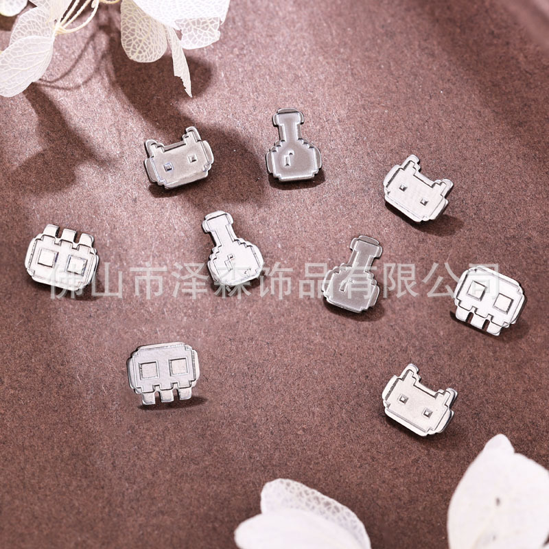 F136 Titanium Alloy Earrings Pixel-Style Cartilage Studs Mosaic Lip Labret Studs Tongue Barbell Body Piercing Jewelry - Image 3