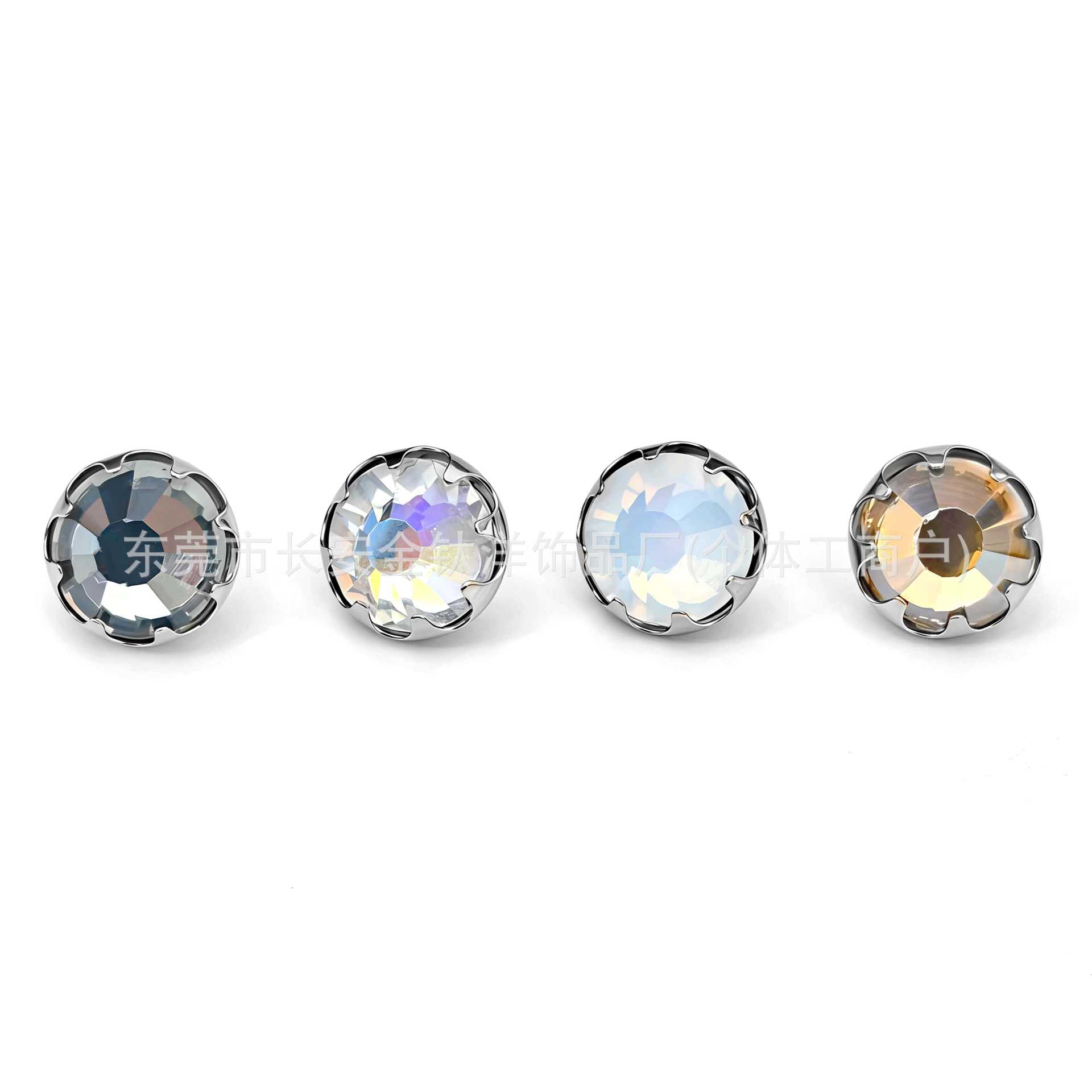 F136 Titanium Serrated New Czech Diamond-Inlaid Lip Studs, Ear Studs, Navel Studs, G23 Titanium Alloy Piercing Jewelry - Image 3