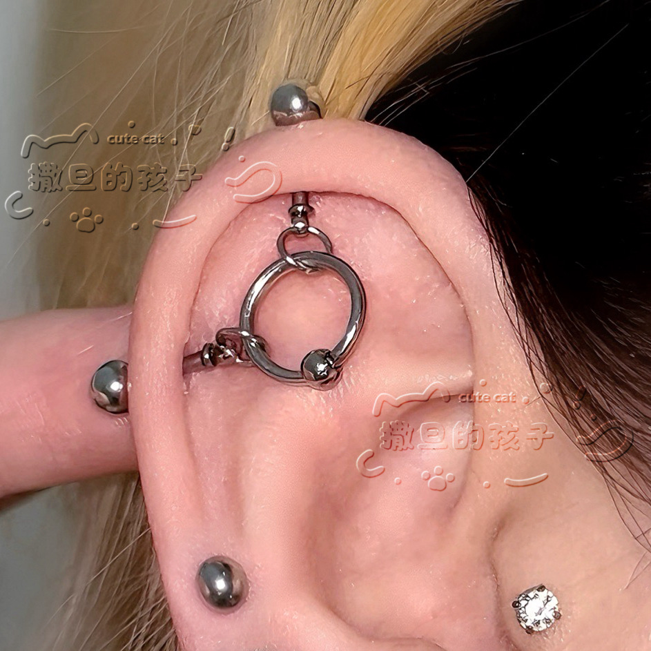 Satan's Child Infinity Symbol Ear Bone Nails Stud Earrings 316L Surgical Steel - Image 5