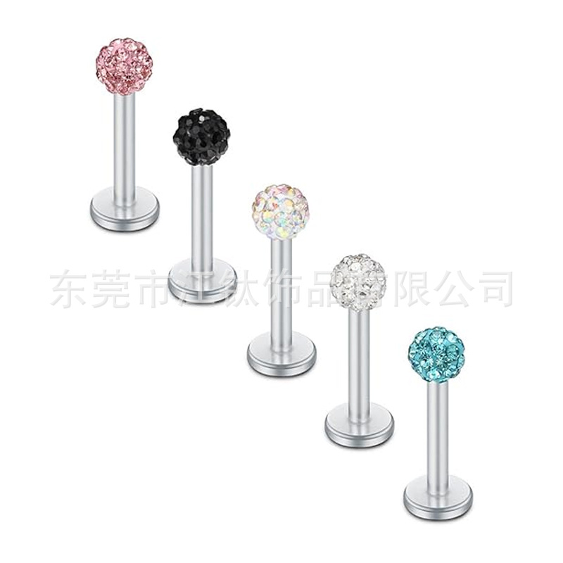 G23 Titanium Shambhala Ball Lip Labret Stud 14G 10mm Internally Threaded Body Piercing Jewelry - Image 4