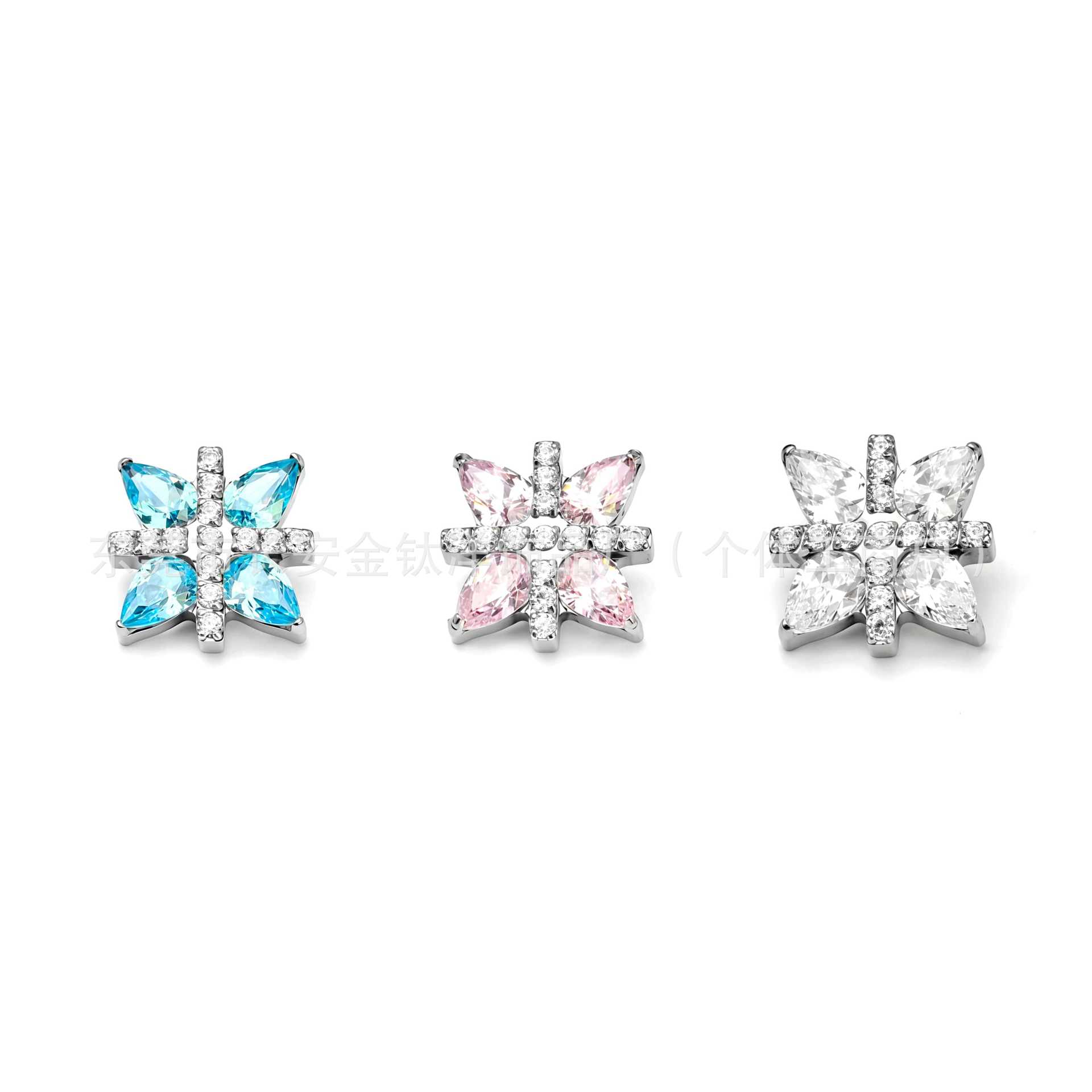 F136 Titanium Cross Eight-Pointed Star Water Drop Zircon Lip Stud Ear Stud Cartilage Ear Bone Piercing Jewelry - Image 2