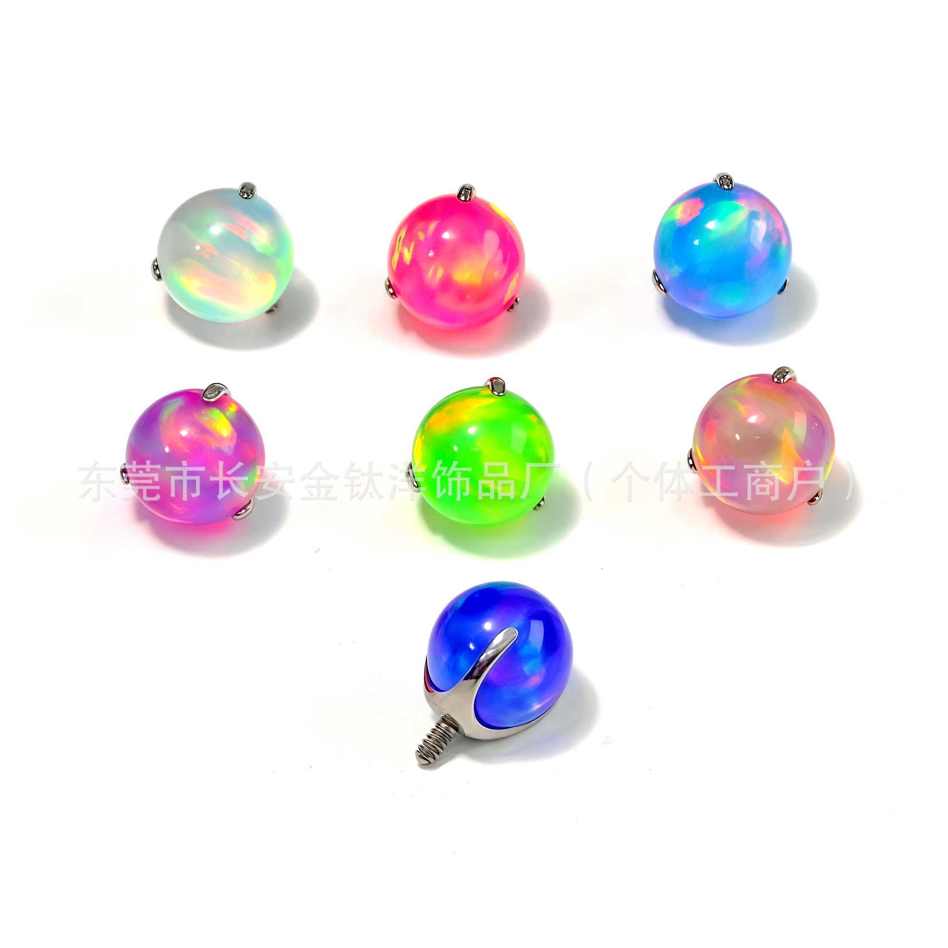 F136 Titanium Aurora Jelly Opal Tongue Nail Earring Lip Labret Stud - G23 Titanium Alloy Body Piercing Jewelry - Image 5