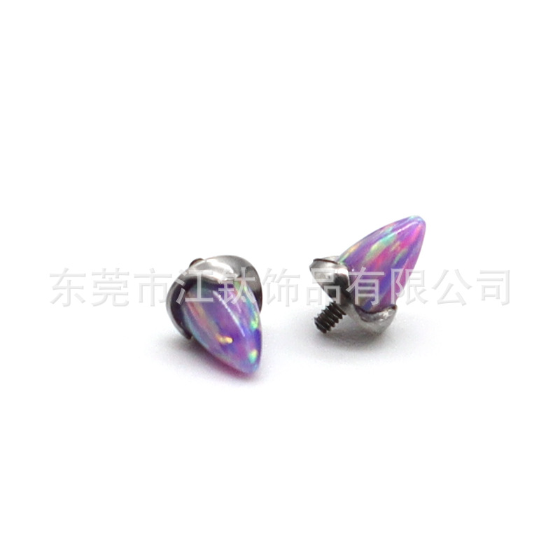 F136 Titanium Body Wavy Edge Pointed Cone Opal Cross-Border G23 Titanium Alloy Body Piercing Jewelry Ear Studs Accessories - Image 4
