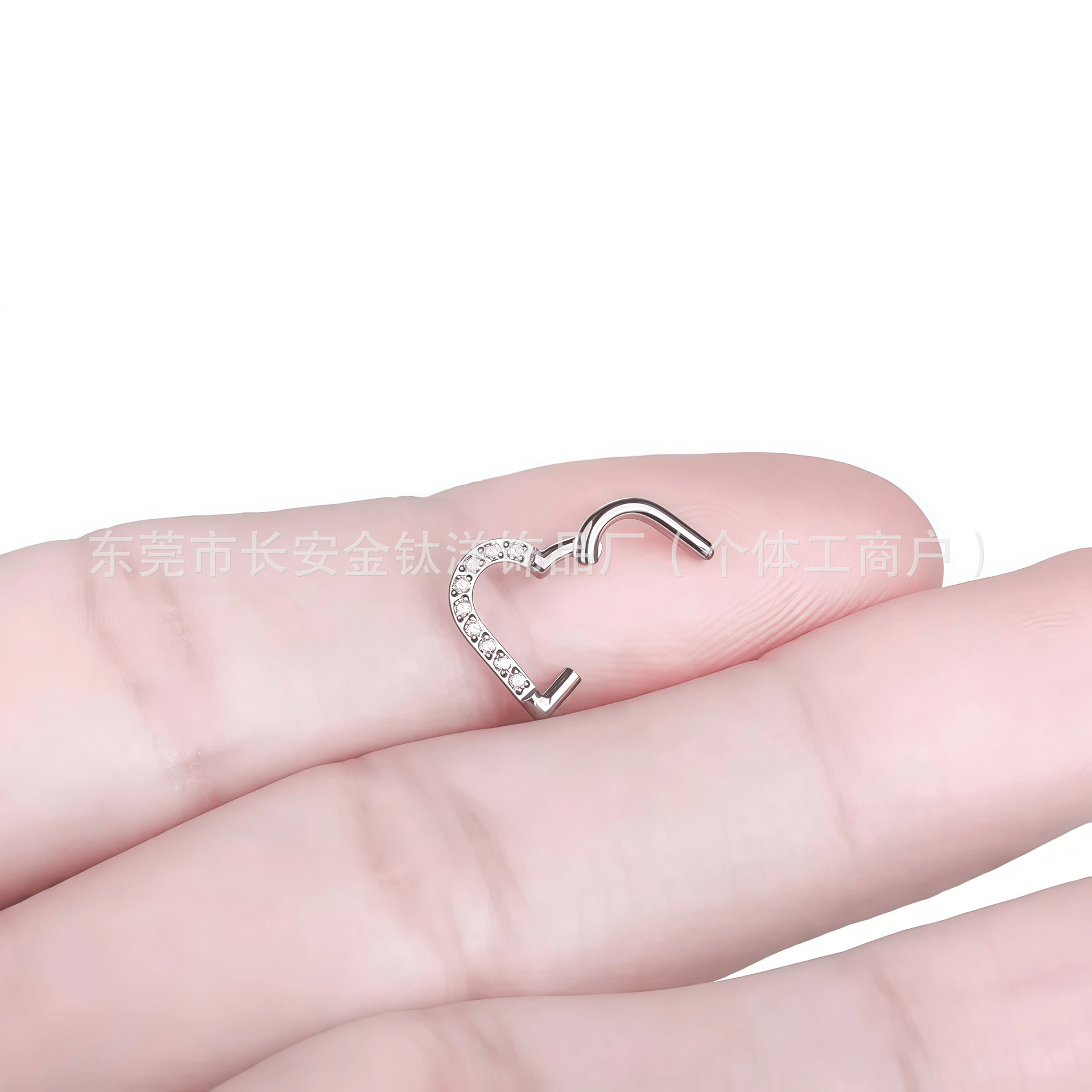 G23 Titanium Heart-Shaped Zircon Inlaid Closed Ring Earrings Nose Ring Body Piercing Jewelry - Image 3