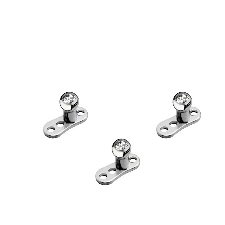 G23 Titanium Alloy Zircon Clavicle Needle Buried Nail Body Piercing Jewelry Earrings - Image 4
