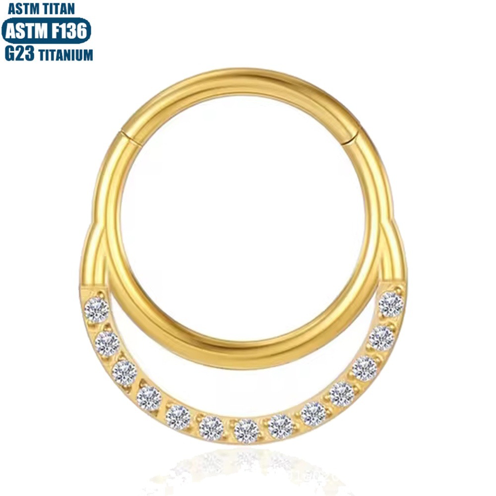 G23 Titanium Nose Ring Seamless Moon Zircon Septum Ring Conch Ear Bone Hoop Fashion Jewelry - Image 4