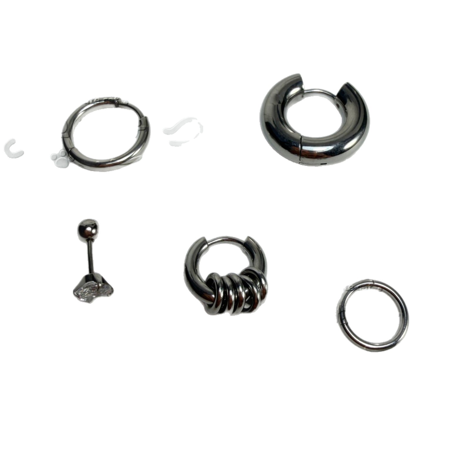 Ear Bone Studs Heavy-Duty Titanium Steel Earrings Matte Silver Minimalist Punk Multi-Pierced Unisex - Image 5