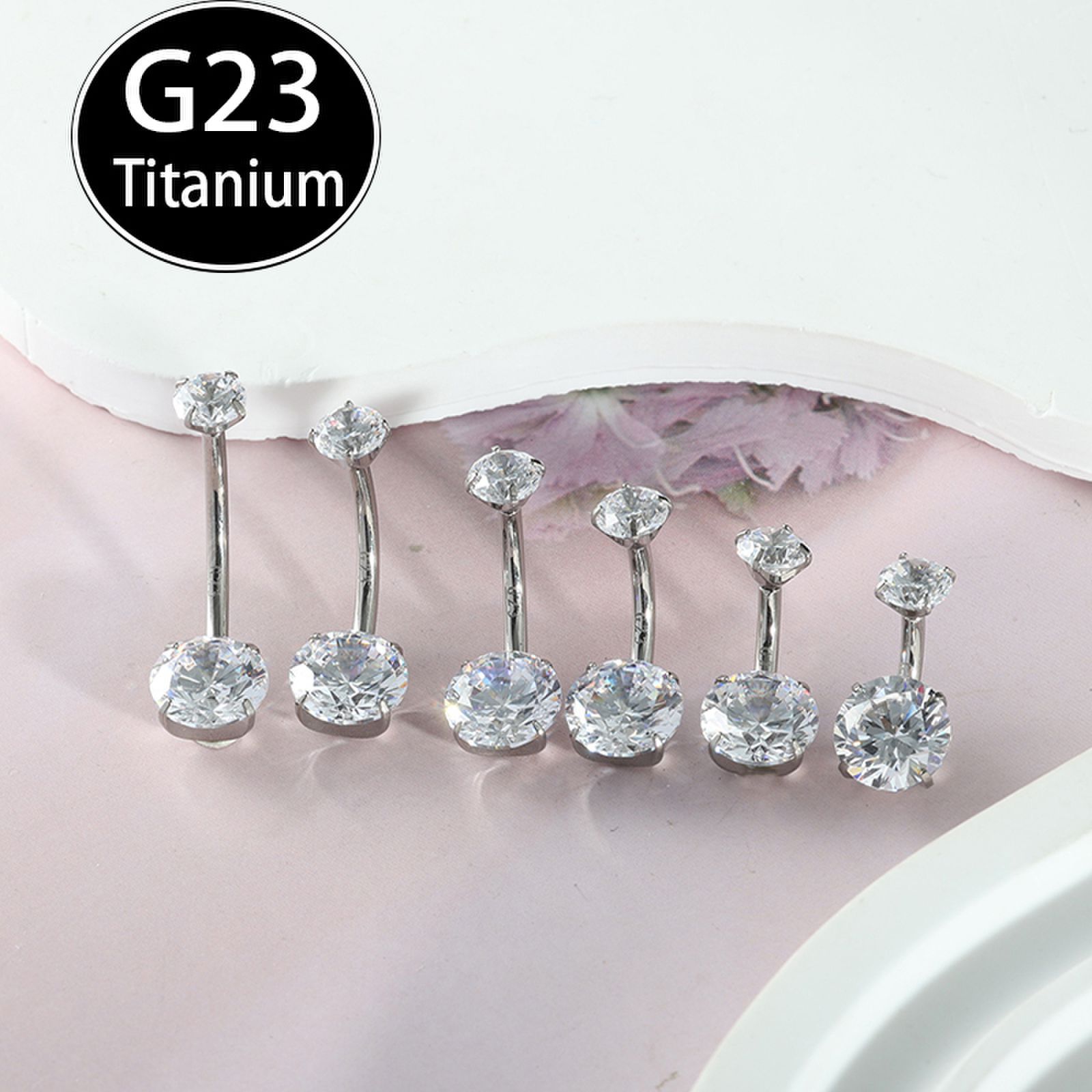 F136 Titanium Navel Piercing Zircon 14G Internal Thread Belly Button Ring 6-16mm Body Jewelry - Image 4