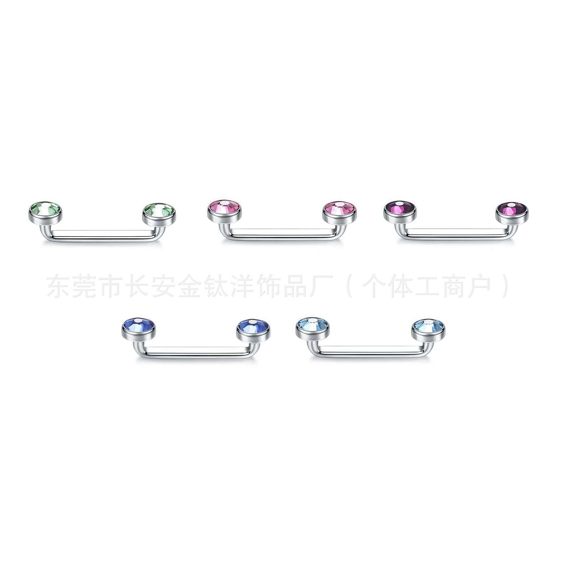 F136 Titanium Double Czech Diamond Inner Thread Right Angle Nail Implant Clavicle Nail Body Piercing Jewelry - Image 3