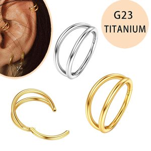G23 Titanium Double-Layer Diamond Nose Ring Simple Open Nose Stud Piercing Jewelry