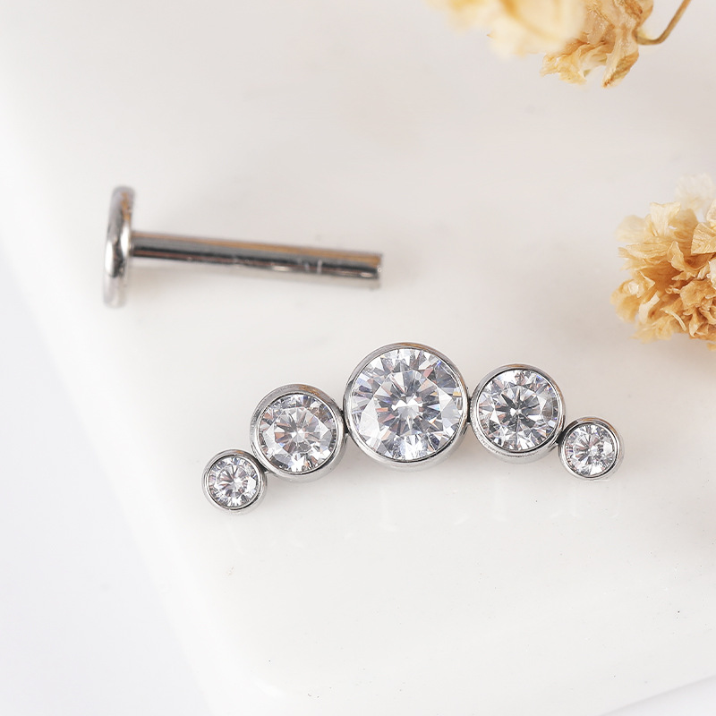 G23 Titanium Diamond Lip Nail Row Diamond Zircon Tongue Nail ASTM F-136 Ear Stud Ear Bone Nail Piercing Jewelry - Image 4