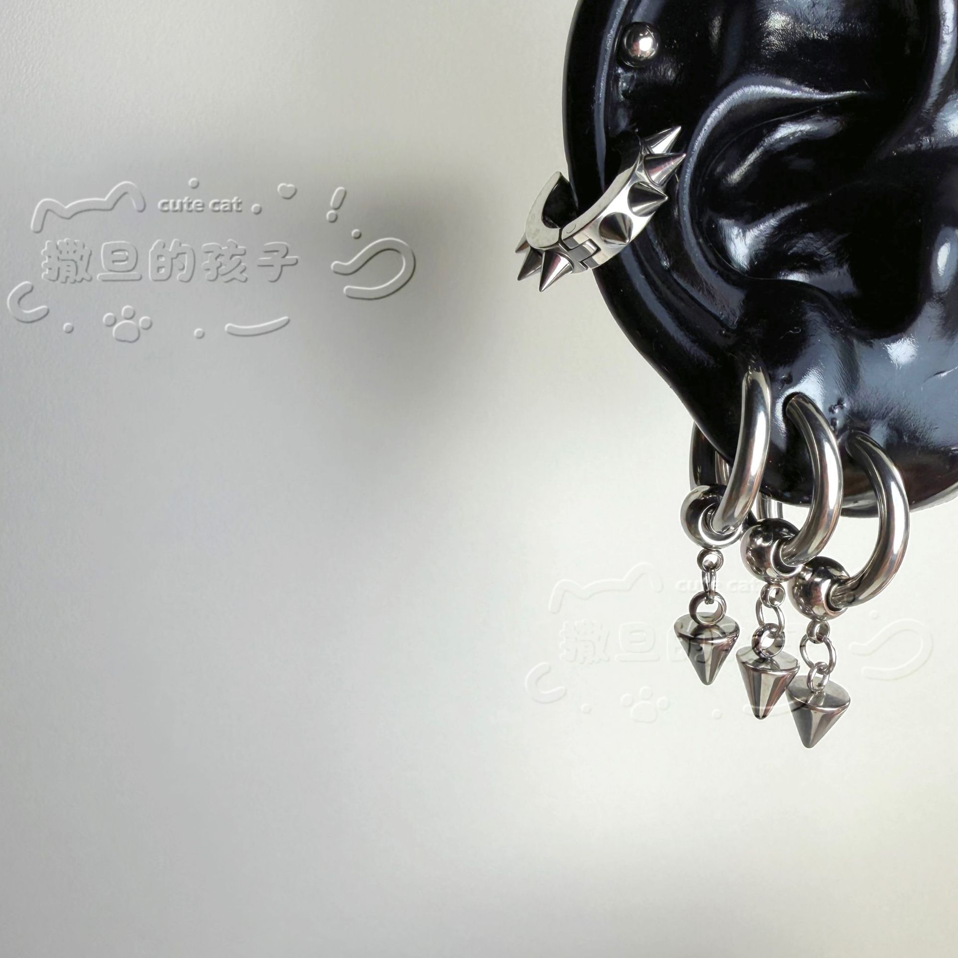 Satan's Child Dark Thorn Warrior Titanium Steel Ear Bone Studs for Ear Lobe - Non-Fading Earrings - Image 3