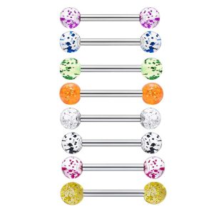 Multi-Color Shiny Heart Tongue Nails Clavicle Nails Ear Bridge Piercing Jewelry Stainless Steel