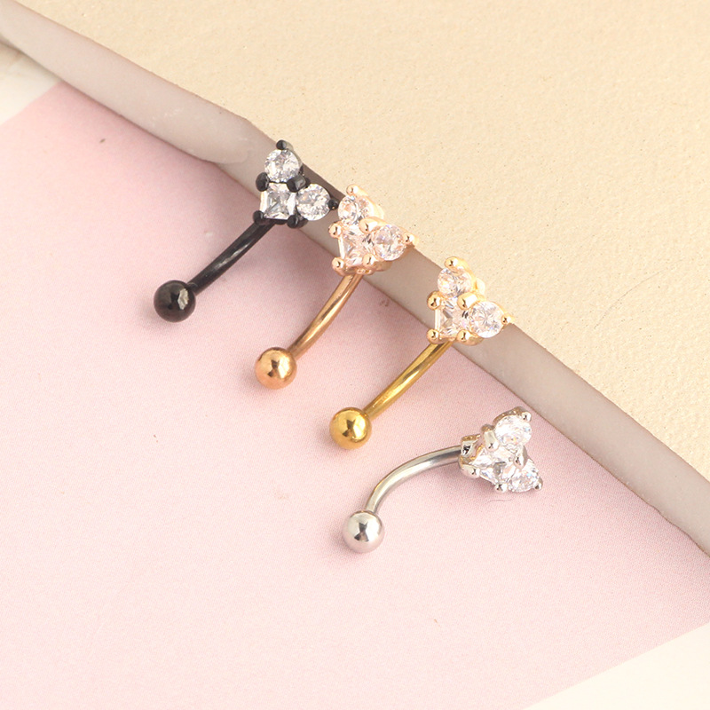 Rose Gold Star Love Ear Bone Nail Screw Twist Ball Arc Earrings Stainless Steel Micro Inlaid Zircon Eyebrow Jewelry for Women - Image 4