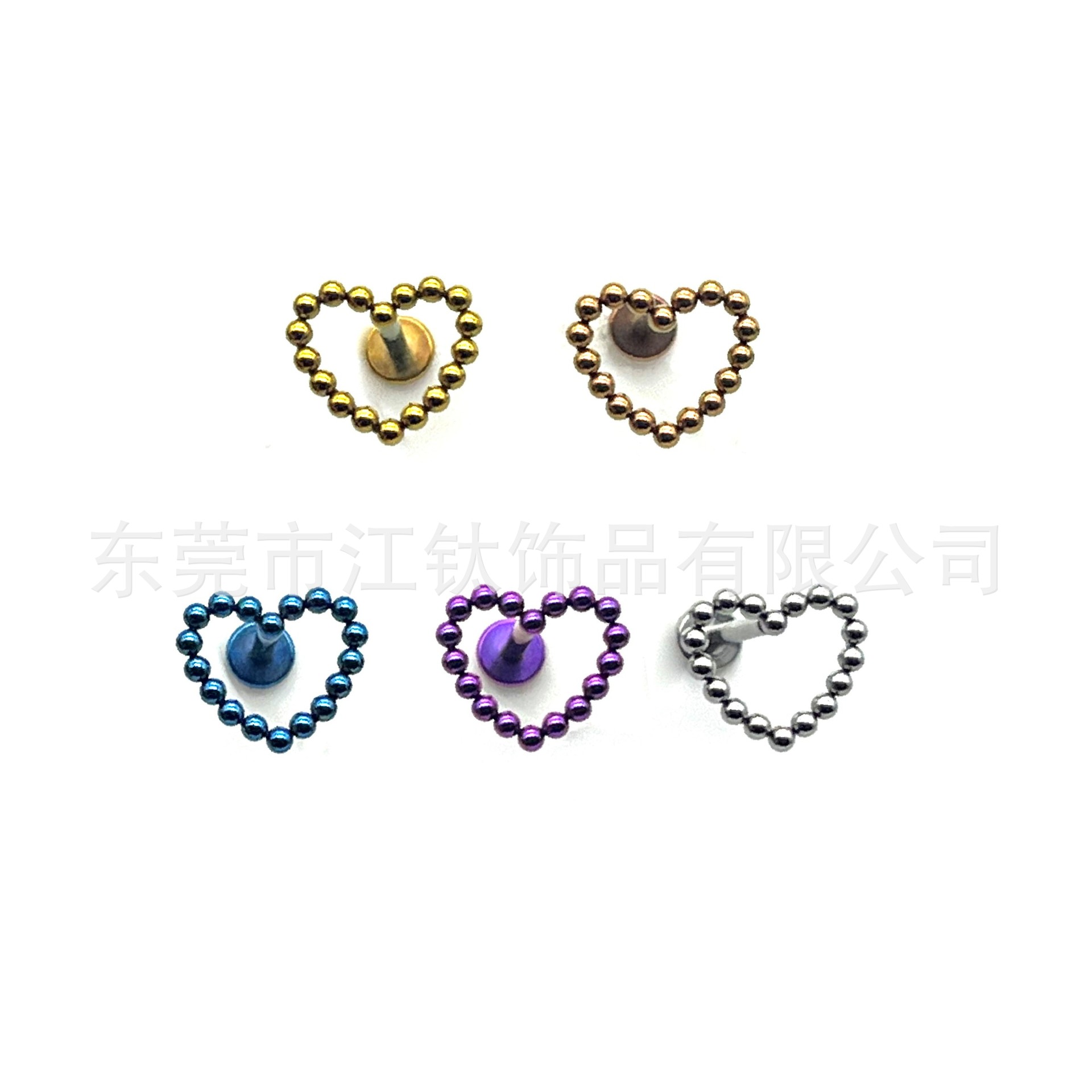 G23 Titanium Heart Shaped Cartilage Stud Earring Welded Ball Ear Bone Nail Lip Piercing Jewelry - Image 2