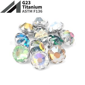 F136 Titanium Serrated New Czech Diamond-Inlaid Lip Studs, Ear Studs, Navel Studs, G23 Titanium Alloy Piercing Jewelry
