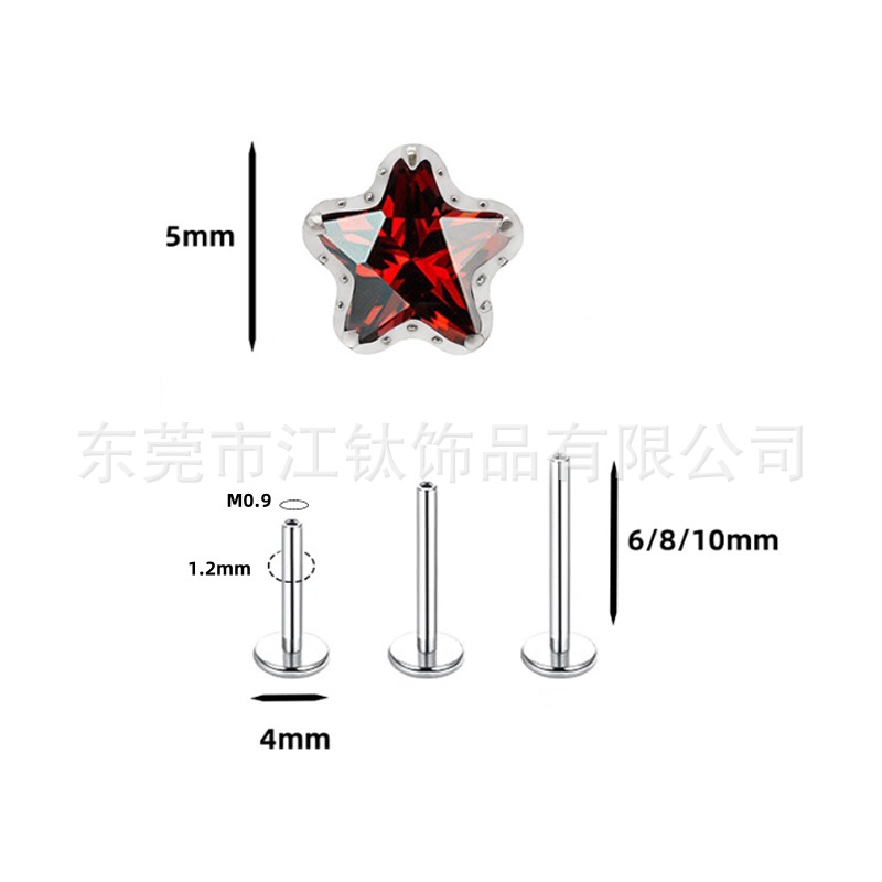 G23 Titanium Ear Bone Nail Star Tooth Edge Inlaid Zircon Cross-Border Body Piercing Jewelry Ear Nail - Image 5