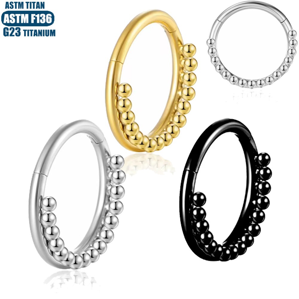F136 Titanium Nose Ring Seamless Ring with Zircon Earrings Hinged Perforated Jewelry - Image 3