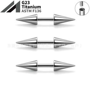 F136 Titanium Internal Thread Double-Ended Pointed Dumbbell Ear Stud, Ear Bone Stud, G23 Titanium Alloy Piercing Jewelry