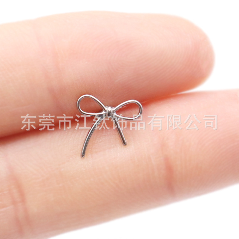 F136 Titanium Bow Ear Stud Thread Pin Lip Nail G23 Alloy Piercing Jewelry Ear Cartilage - Image 3