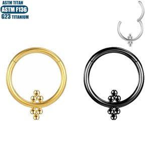 G23 Titanium Nose Ring with Welded Ball, Implantable Ear Cartilage Septum Earring for Women, Conch Shape