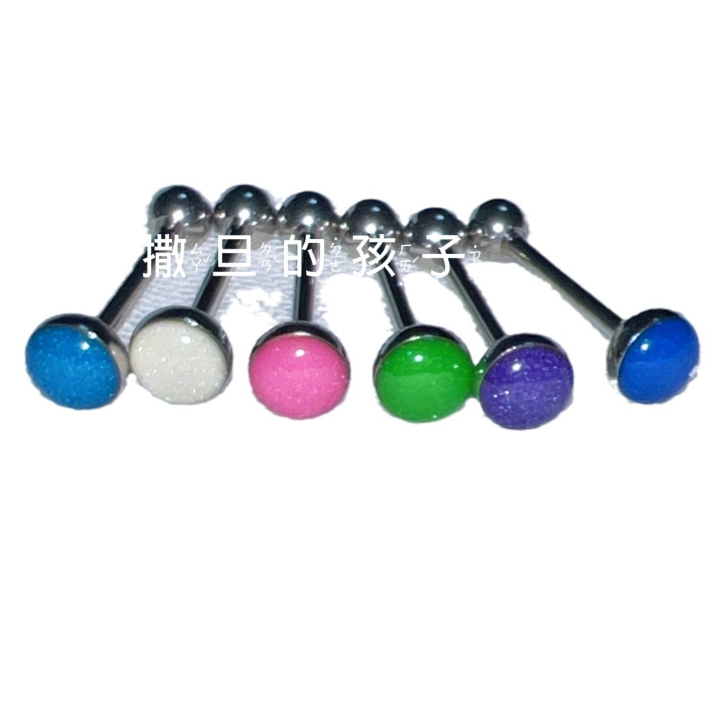Satan's Child Ice Blue Fine Flash Tongue Nail External Thread Titanium Steel Comfort Tongue Ring Tongue Piercing Jewelry New - Image 5