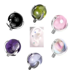 F136 Titanium Three-Claw Claw Set Zircon Ball Ear Bone Nail Tongue Nail G23 Titanium Alloy Piercing Jewelry Lip Nail Accessories