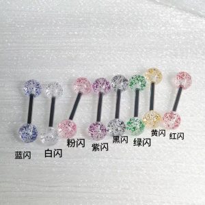 Titanium Steel Acrylic Tongue Barbell Shiny Red Tongue Ring Cool Piercing Comfortable Wholesale Direct Sales