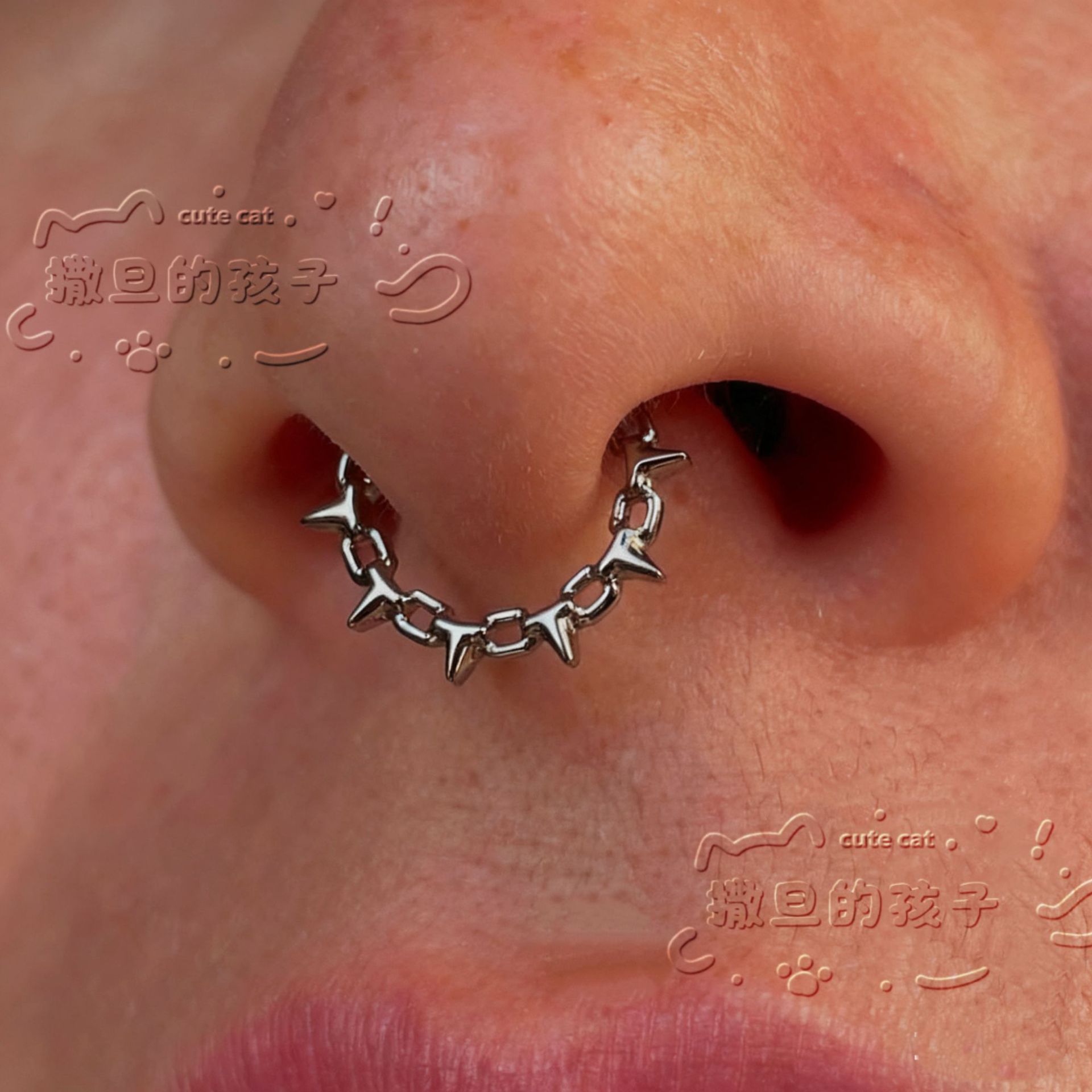 Satan's Child Burning Silver Thorn F136 Titanium Alloy Nose Ring Septum Jewelry Nose Stud Ear Cartilage Ring - Image 2