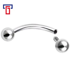 F136 Titanium Double-Ended Curved Barbell Eyebrow Ring - G23 Alloy Ball Piercing Jewelry