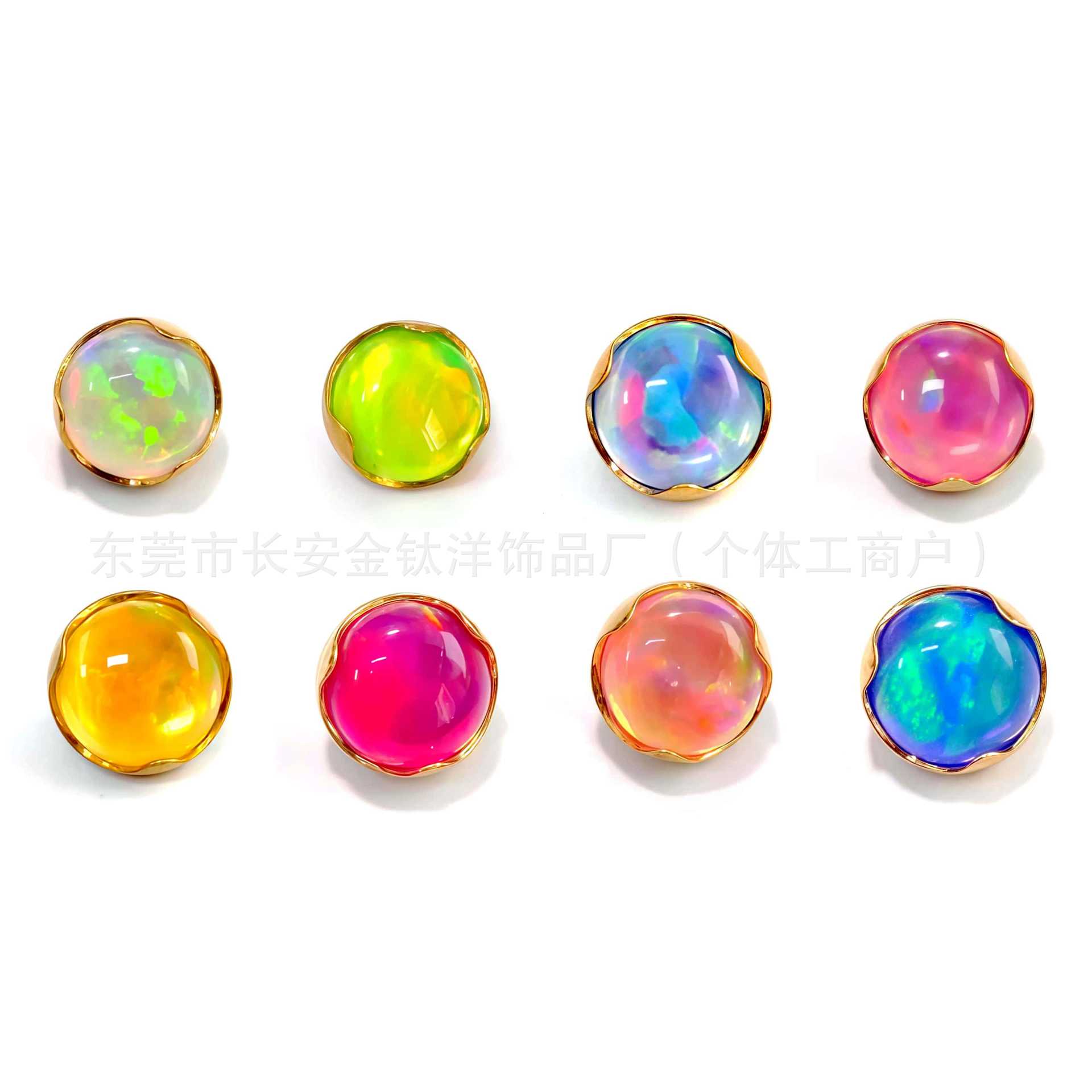 F136 Titanium 18K Gold-Plated Wavy Edge Aurora Opal Labret Stud Lip Piercing Jewelry G23 Titanium Alloy - Image 5