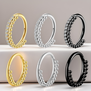 F136 Titanium Nose Ring Seamless Ring with Zircon Earrings Hinged Perforated Jewelry